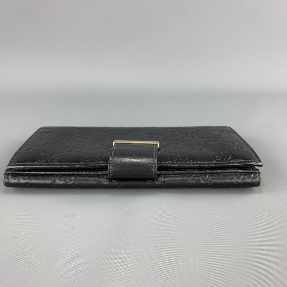 GUCCI Monogram Embossed Black Leather Checkbook Wallet - Picture 3 of 10